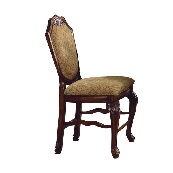 HomeRoots Set of Two Stylish Beige and Espresso Counter-Height Bar Chairs with Comfort and Elegance 573437