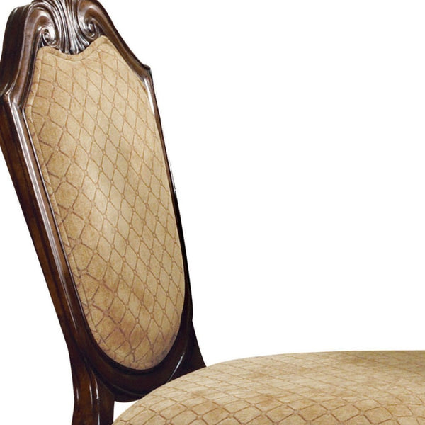 HomeRoots Set of Two Stylish Beige and Espresso Counter-Height Bar Chairs with Comfort and Elegance 573437