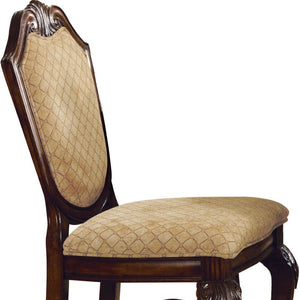 HomeRoots Set of Two Stylish Beige and Espresso Counter-Height Bar Chairs with Comfort and Elegance 573437