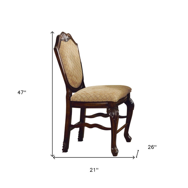 HomeRoots Set of Two Stylish Beige and Espresso Counter-Height Bar Chairs with Comfort and Elegance 573437