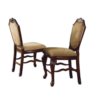 HomeRoots Set of Two Stylish Beige and Espresso Counter-Height Bar Chairs with Comfort and Elegance 573437
