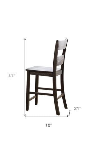 HomeRoots Set of Two Rustic Acacia Wood Counter Height Bar Chairs with Distressed White Seats for Style 573440