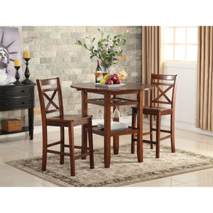 HomeRoots Set of Two Rustic Brown Solid Wood Counter-Height Bar Chairs for Cozy Kitchen or Home Bar 573441