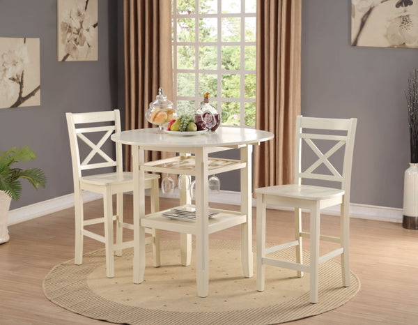 HomeRoots Set of Two 24" Cream Wood Counter Height Bar Chairs – Stylish Rustic Seating for Kitchen & Dining 573442