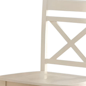 HomeRoots Set of Two 24" Cream Wood Counter Height Bar Chairs – Stylish Rustic Seating for Kitchen & Dining 573442