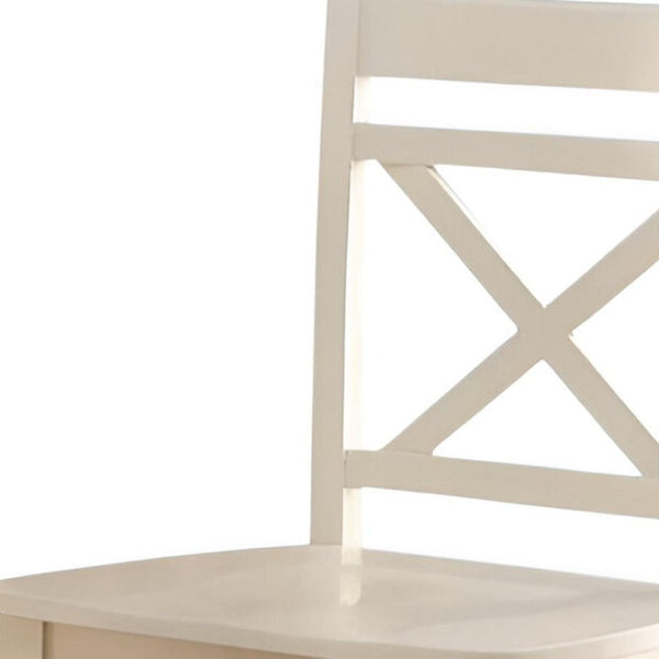 HomeRoots Set of Two 24" Cream Wood Counter Height Bar Chairs – Stylish Rustic Seating for Kitchen & Dining 573442