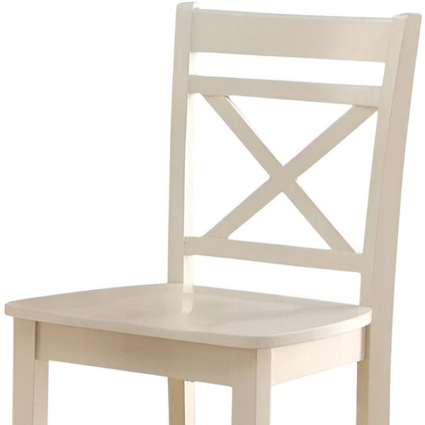 HomeRoots Set of Two 24" Cream Wood Counter Height Bar Chairs – Stylish Rustic Seating for Kitchen & Dining 573442