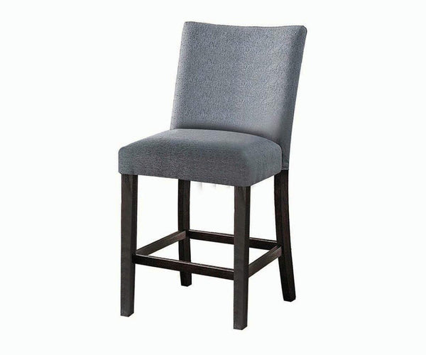 HomeRoots Set of Two Stylish 25" Gray Fabric & Espresso Wood Counter Height Bar Chairs for Modern Spaces 573444