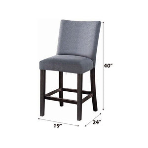 HomeRoots Set of Two Stylish 25" Gray Fabric & Espresso Wood Counter Height Bar Chairs for Modern Spaces 573444