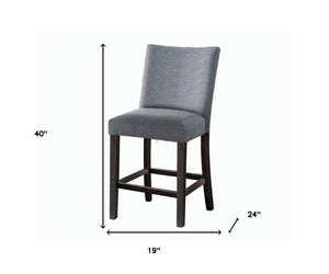 HomeRoots Set of Two Stylish 25" Gray Fabric & Espresso Wood Counter Height Bar Chairs for Modern Spaces 573444