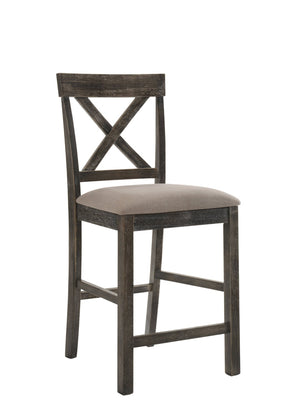 HomeRoots Set of Two Stylish 26" Tan & Gray Solid Wood Counter Height Bar Chairs for Modern Dining Spaces 573445