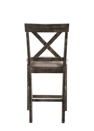 HomeRoots Set of Two Stylish 26" Tan & Gray Solid Wood Counter Height Bar Chairs for Modern Dining Spaces 573445