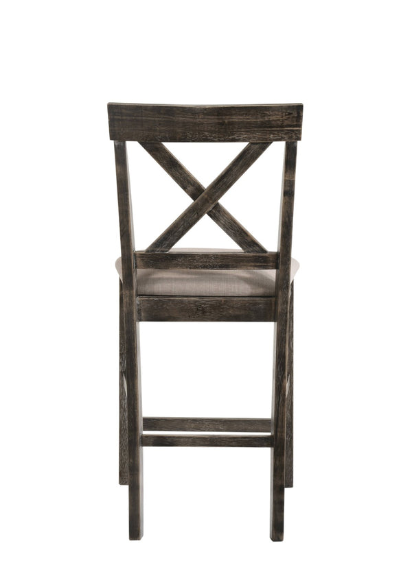HomeRoots Set of Two Stylish 26" Tan & Gray Solid Wood Counter Height Bar Chairs for Modern Dining Spaces 573445
