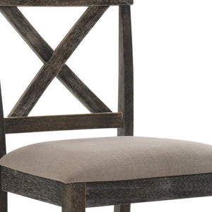 HomeRoots Set of Two Stylish 26" Tan & Gray Solid Wood Counter Height Bar Chairs for Modern Dining Spaces 573445