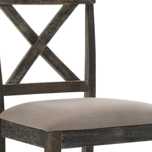 HomeRoots Set of Two Stylish 26" Tan & Gray Solid Wood Counter Height Bar Chairs for Modern Dining Spaces 573445