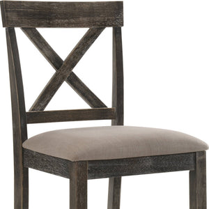 HomeRoots Set of Two Stylish 26" Tan & Gray Solid Wood Counter Height Bar Chairs for Modern Dining Spaces 573445
