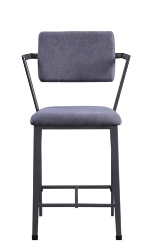 HomeRoots Set of Two Stylish 18" Gray Fabric & Metal Counter Height Bar Chairs for Modern Spaces & Comfort 573447