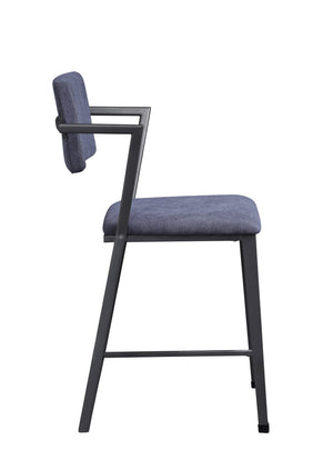 HomeRoots Set of Two Stylish 18" Gray Fabric & Metal Counter Height Bar Chairs for Modern Spaces & Comfort 573447