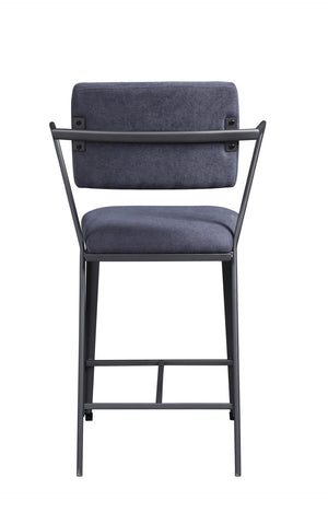 HomeRoots Set of Two Stylish 18" Gray Fabric & Metal Counter Height Bar Chairs for Modern Spaces & Comfort 573447