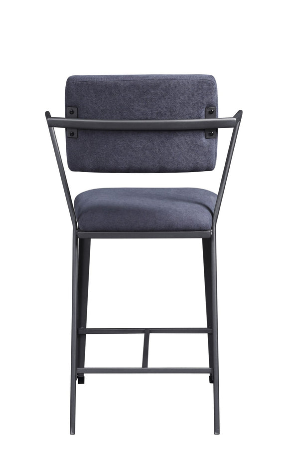 HomeRoots Set of Two Stylish 18" Gray Fabric & Metal Counter Height Bar Chairs for Modern Spaces & Comfort 573447