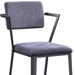HomeRoots Set of Two Stylish 18" Gray Fabric & Metal Counter Height Bar Chairs for Modern Spaces & Comfort 573447