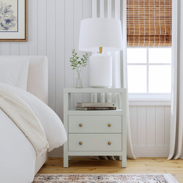 Butler Specialty Nora 28 In. W Rectangular Nightstand With 2 Drawers And Open Shelf For Elegant Storage Solutions Green Acacia Wood,Acacia Veneer,Mdf,Pine Wood 5734480-butler