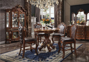 HomeRoots Set of Two Stylish Chocolate Faux Leather Counter-Height Bar Chairs with Oak-Finished Frame 573449