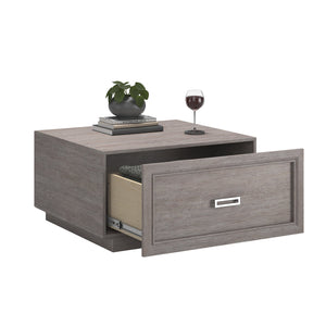 English Elm Coffee Table with Spacious Drawer and Open Shelf, Engineered Wood, Rustic-Modern Farmhouse Charm, Sturdy Design Medium grey B356P354461
