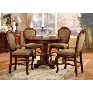 HomeRoots Set of Two 24" Beige and Brown Upholstered Bar Chairs with Elegant Wood Frame for Stylish Dining 573450