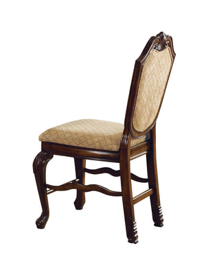 HomeRoots Set of Two Stylish 24" Beige and Espresso Fabric Bar Chairs for Modern Kitchen or Home Bar Decor 573451