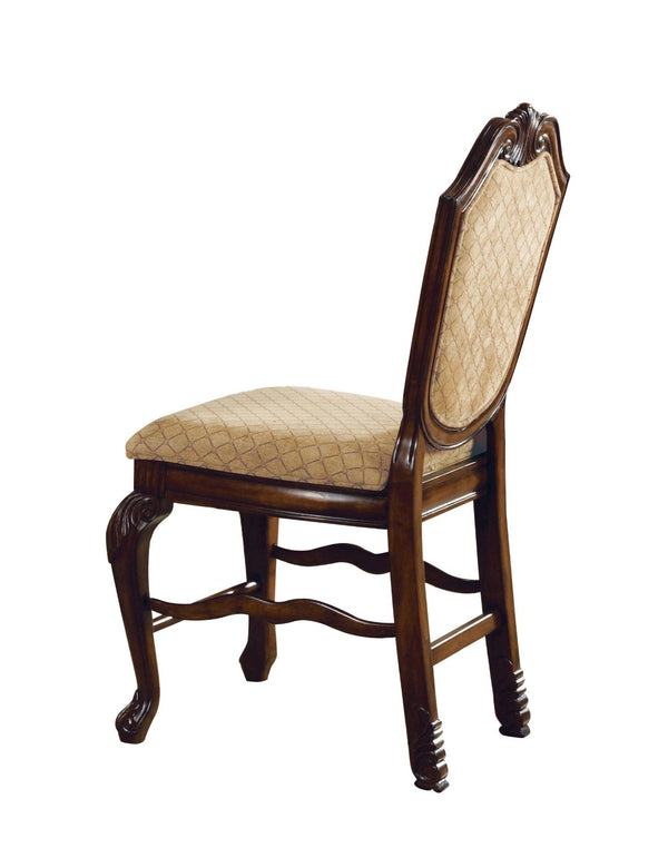 HomeRoots Set of Two Stylish 24" Beige and Espresso Fabric Bar Chairs for Modern Kitchen or Home Bar Decor 573451