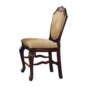 HomeRoots Set of Two Stylish 24" Beige and Espresso Fabric Bar Chairs for Modern Kitchen or Home Bar Decor 573451