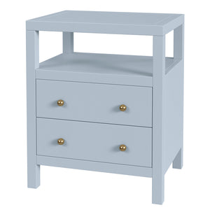 Butler Specialty Butler Light Blue Wide Nightstand with Two Smooth-Glide Drawers, Open Shelf & Gold Knob Accents 21"W x 17.25"D x 26.50"H 5734522