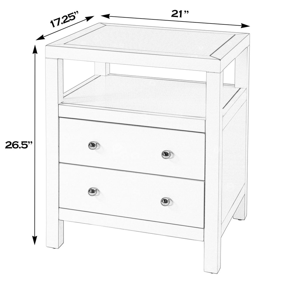 Butler Specialty Butler Light Blue Wide Nightstand with Two Smooth-Glide Drawers, Open Shelf & Gold Knob Accents 21"W x 17.25"D x 26.50"H 5734522