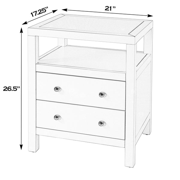 Butler Specialty Butler Light Blue Wide Nightstand with Two Smooth-Glide Drawers, Open Shelf & Gold Knob Accents 21"W x 17.25"D x 26.50"H 5734522