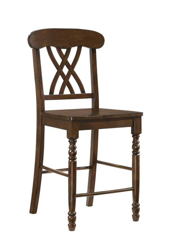 HomeRoots Set of Two Elegant 24" Walnut Solid Wood Counter Height Chairs for Stylish Dining & Entertaining 573452