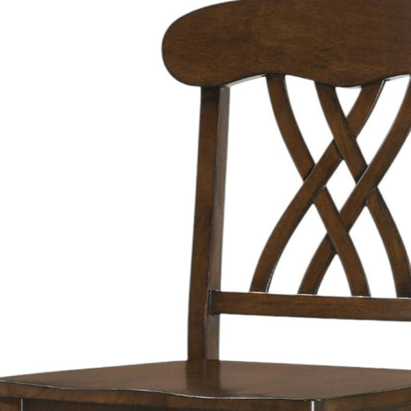 HomeRoots Set of Two Elegant 24" Walnut Solid Wood Counter Height Chairs for Stylish Dining & Entertaining 573452