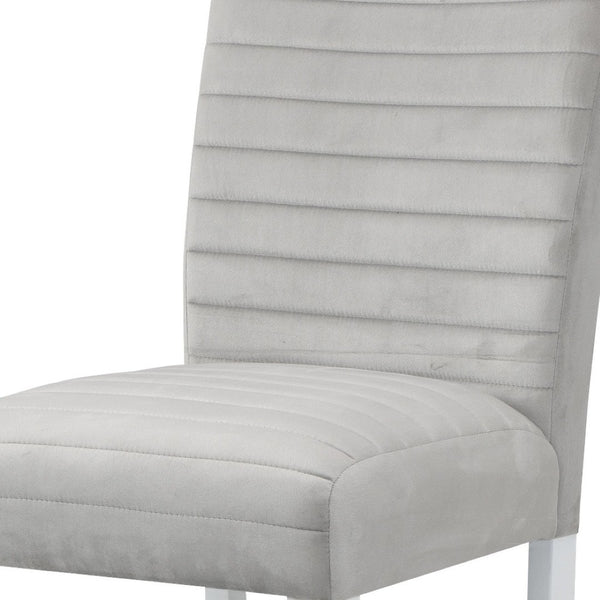HomeRoots Set of Two Stylish Gray Velvet Counter Height Bar Chairs with Solid Wood Base for Modern Spaces 573453