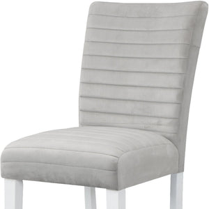 HomeRoots Set of Two Stylish Gray Velvet Counter Height Bar Chairs with Solid Wood Base for Modern Spaces 573453