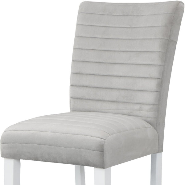 HomeRoots Set of Two Stylish Gray Velvet Counter Height Bar Chairs with Solid Wood Base for Modern Spaces 573453