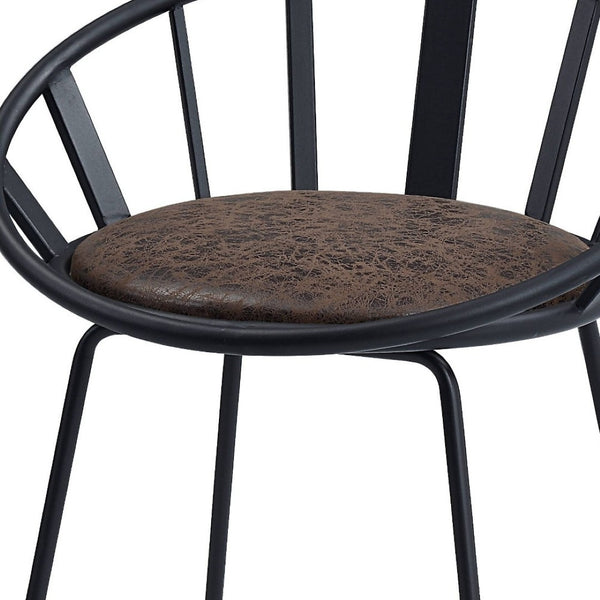 HomeRoots Set of Two Stylish 23" Brown Faux Leather Counter Height Bar Chairs with Metal Frame Design 573456
