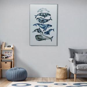 Homeroots Whale Art Canvas Print – Tropical Sea Life Wall Decor In Stylish Floater Frame, 36"X24"  Canvas 573457