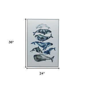 Homeroots Whale Art Canvas Print – Tropical Sea Life Wall Decor In Stylish Floater Frame, 36"X24"  Canvas 573457