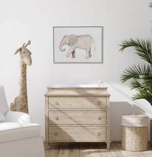 Homeroots Elephant White Floater Frame Print Wall Art – Exotic Jungle Decor For Stylish Home Interiors  Canvas 573459