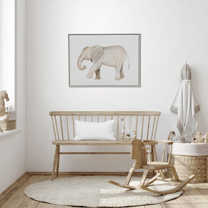 Homeroots Elephant White Floater Frame Print Wall Art – Exotic Jungle Decor For Stylish Home Interiors  Canvas 573459