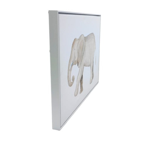 Homeroots Elephant White Floater Frame Print Wall Art – Exotic Jungle Decor For Stylish Home Interiors  Canvas 573459