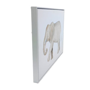 Homeroots Elephant White Floater Frame Print Wall Art – Exotic Jungle Decor For Stylish Home Interiors  Canvas 573459