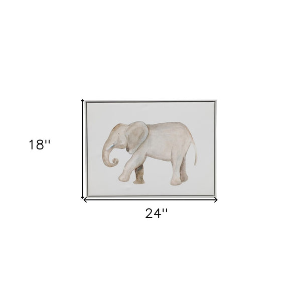 Homeroots Elephant White Floater Frame Print Wall Art – Exotic Jungle Decor For Stylish Home Interiors  Canvas 573459