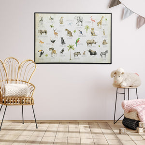 Homeroots Jungle Animals Alphabet Wall Art – Stylish Black Floater Frame For Kids' Rooms And Playrooms  Canvas 573460