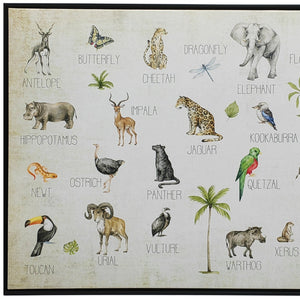 Homeroots Jungle Animals Alphabet Wall Art – Stylish Black Floater Frame For Kids' Rooms And Playrooms  Canvas 573460